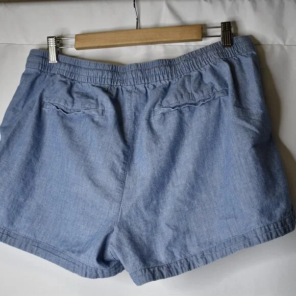 J Crew Women's Shorts Elastic Drawstring Blue Pockets Lightweight Comfy Cotton - Picture 4 of 7